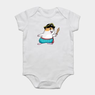 Hamster as Pirate with Sword and Pirate hat Baby Bodysuit